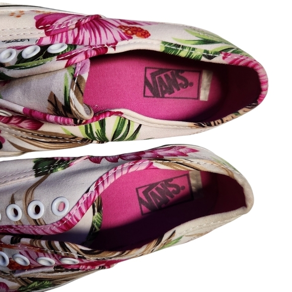 Vans Hawaiian Floral Hibiscus Skate Shoe Off White Kids 1.5 Needs new laces - Picture 5 of 7